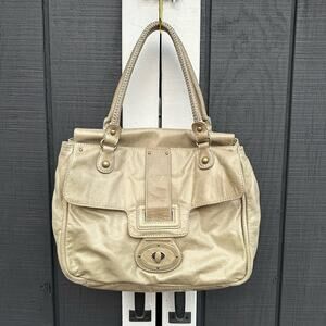 CYNTHIA ROWLEY Cream Tan Large Leather Shoulder Hobo Bag with Beautiful …